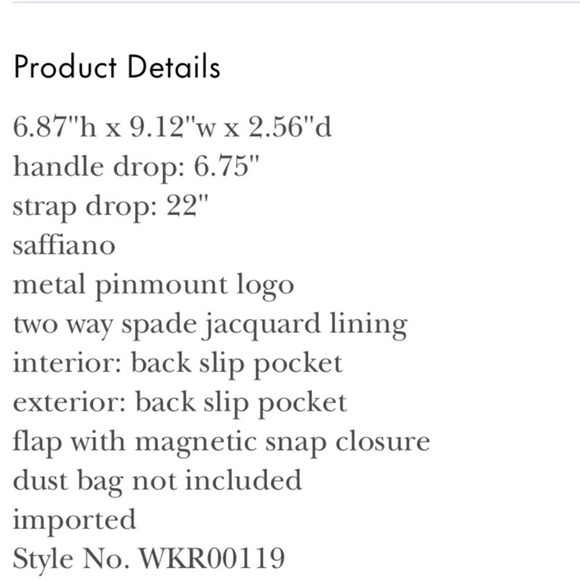 Kate Spade - NWT Carson Convertible Cross Body Bag - Picture 5 of 5